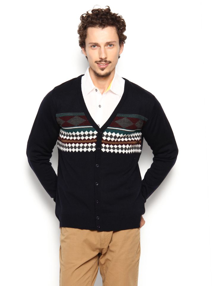 Peter England Men Navy Cardigan Peter England Men Navy Cardigan