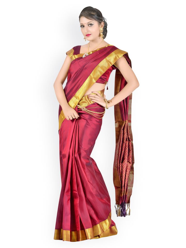 Buy Pothys Maroon Silk Bridal Saree Sarees For Women 648987 Myntra Originally they exclusively sold silk sarees, but today all types of garments are sold. pothys maroon silk bridal saree