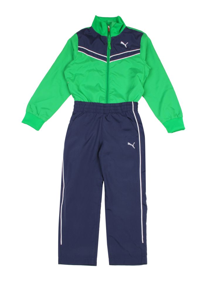 Puma Boys Green Navy Tracksuit