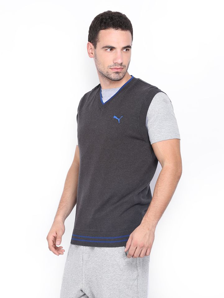 Buy Puma Men Grey Sleeveless Sweater 