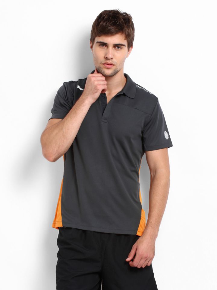 Puma Men Grey Orange Evospeed Polo T shirt