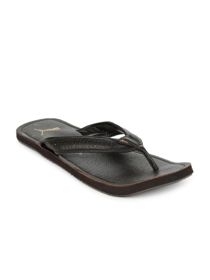 Puma brown leather slippers new arrivals