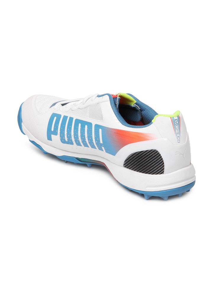 Puma Men White Blue Evospeed Cricket Spike 1.2 Sports Shoes