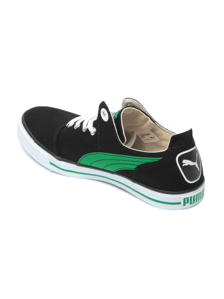 puma unisex black & green limnos cat casual shoes