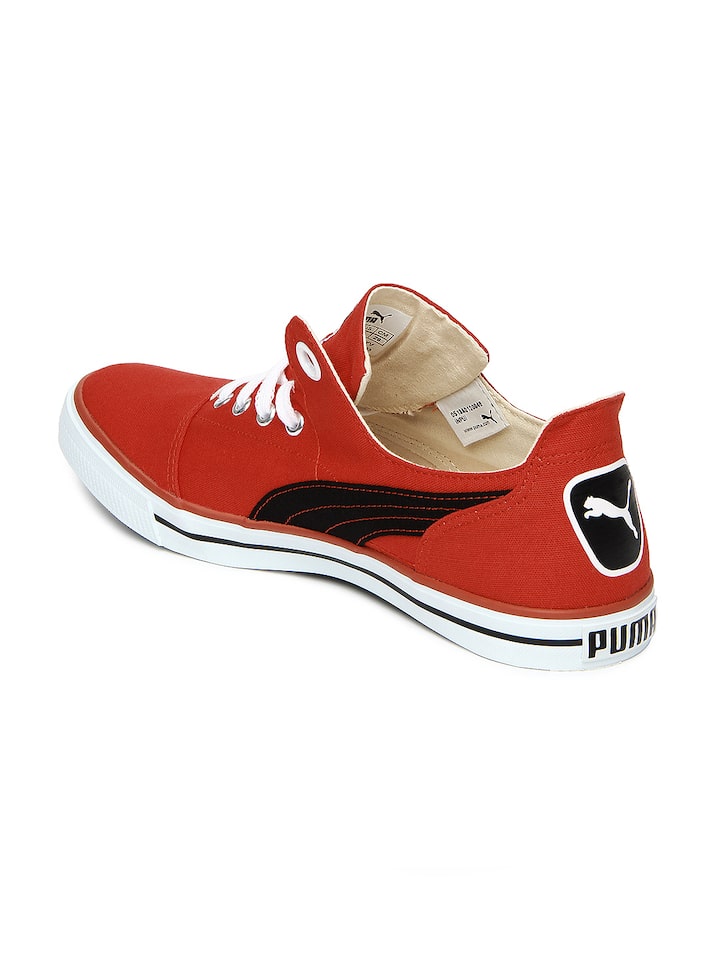 puma unisex red & black limnos cat casual shoes