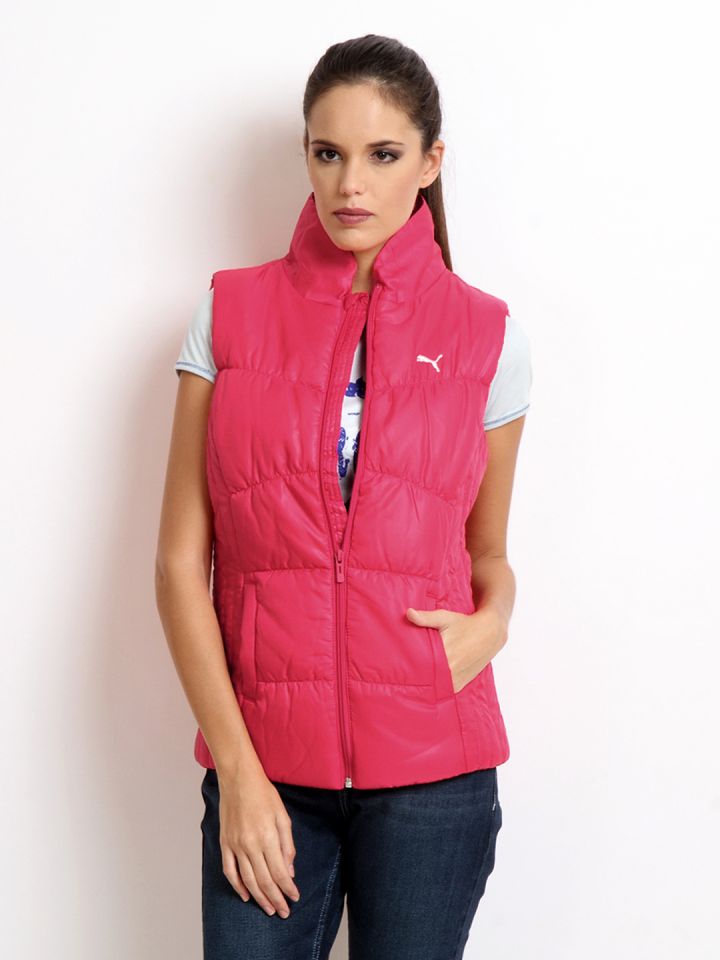 Buy Puma Women Dark Pink Padded Sleeveless Jacket Jackets