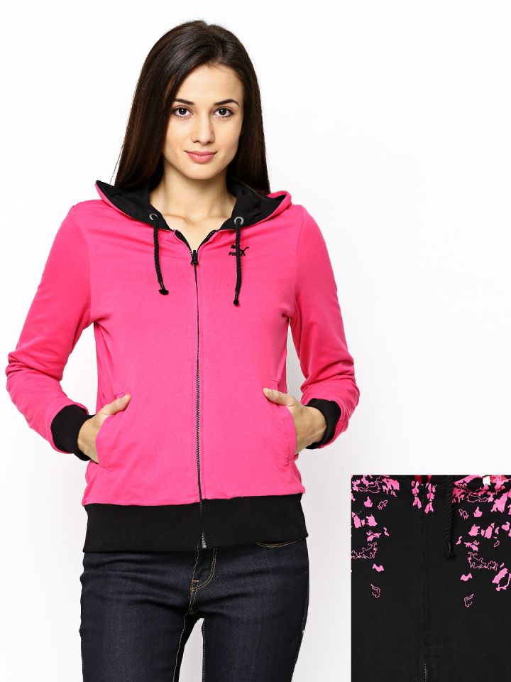 Buy Puma Women Pink & Black Reversible Hooded Sweatshirt - Sweatshirts for  Women 481844 | Myntra