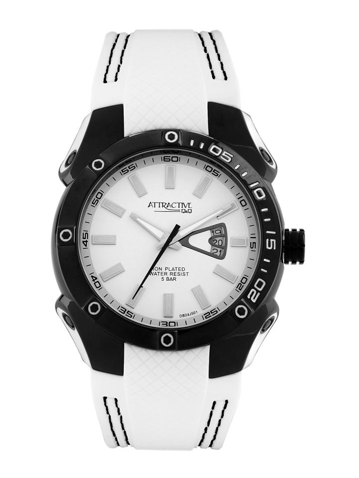 Q Q Attractive Men White Dial Watch