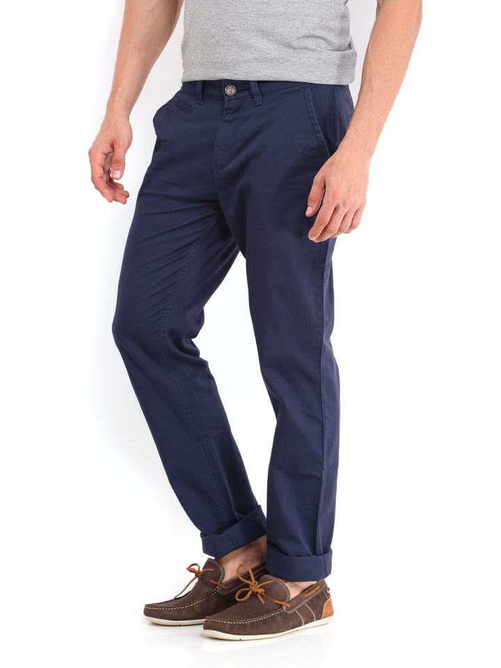 Buy Red Flame Men Navy Lean Fit Trousers  Trousers for Men 475861  Myntra