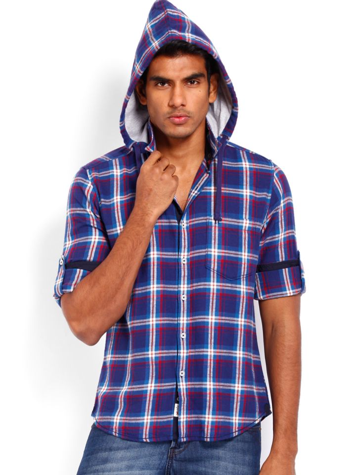 Checkered online shirt hoodie