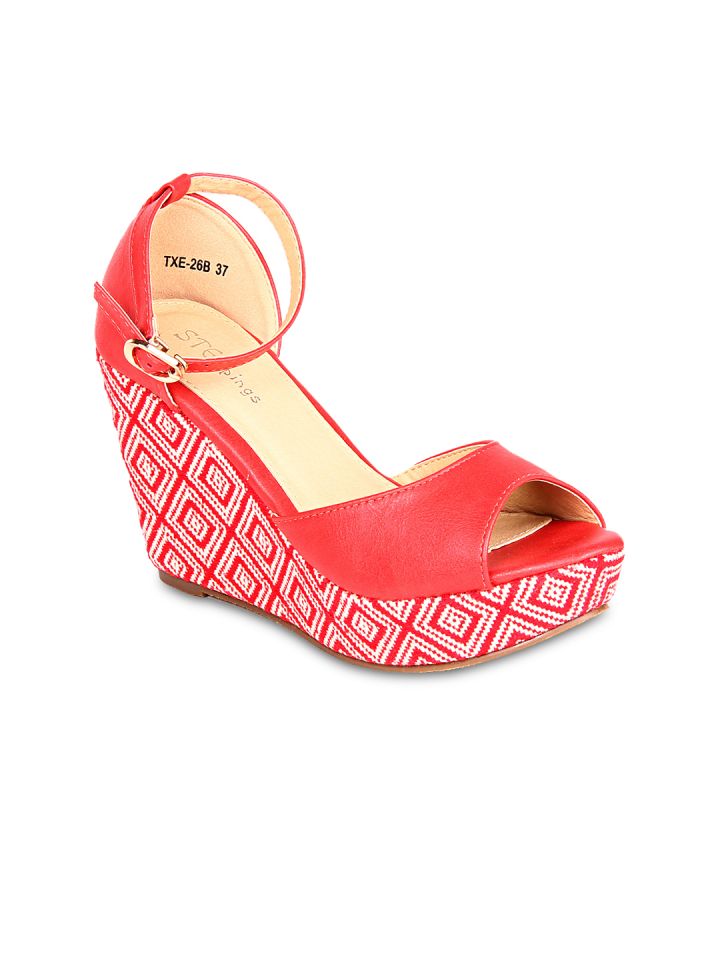 Red wedge heels closed toe clearance