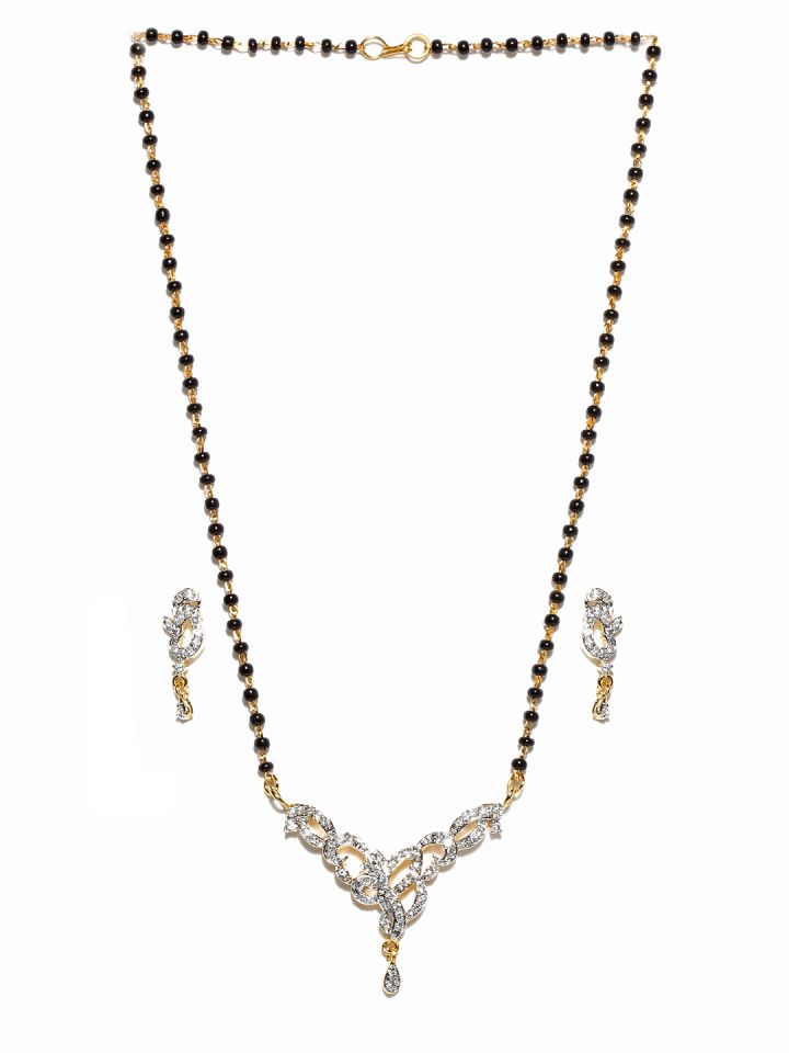 Buy Sia Art Jewellery Gold Toned White Mangalsutra Earring Set