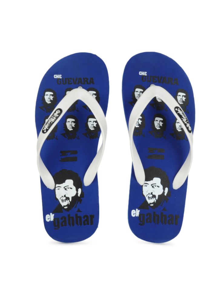 Solethreads Men White Blue Gabbar Flip Flops