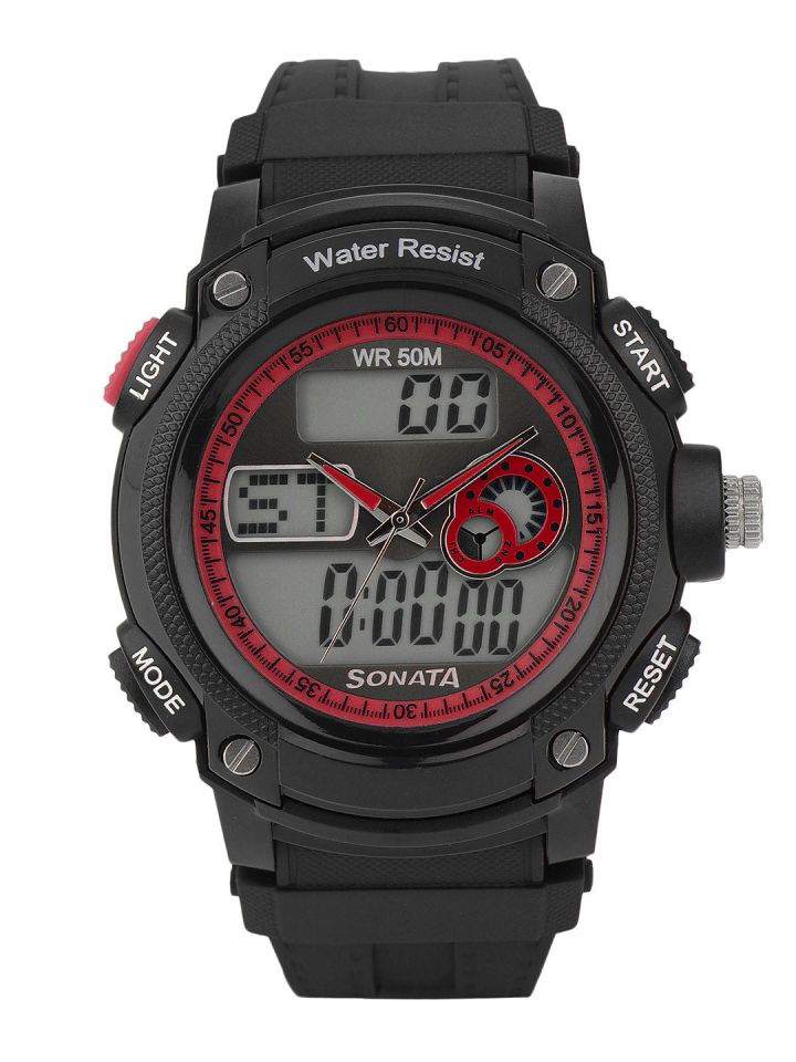 Sonata Men Black Dial Ocean Series Chronograph Analogue Digital Watch ND7989PP03J