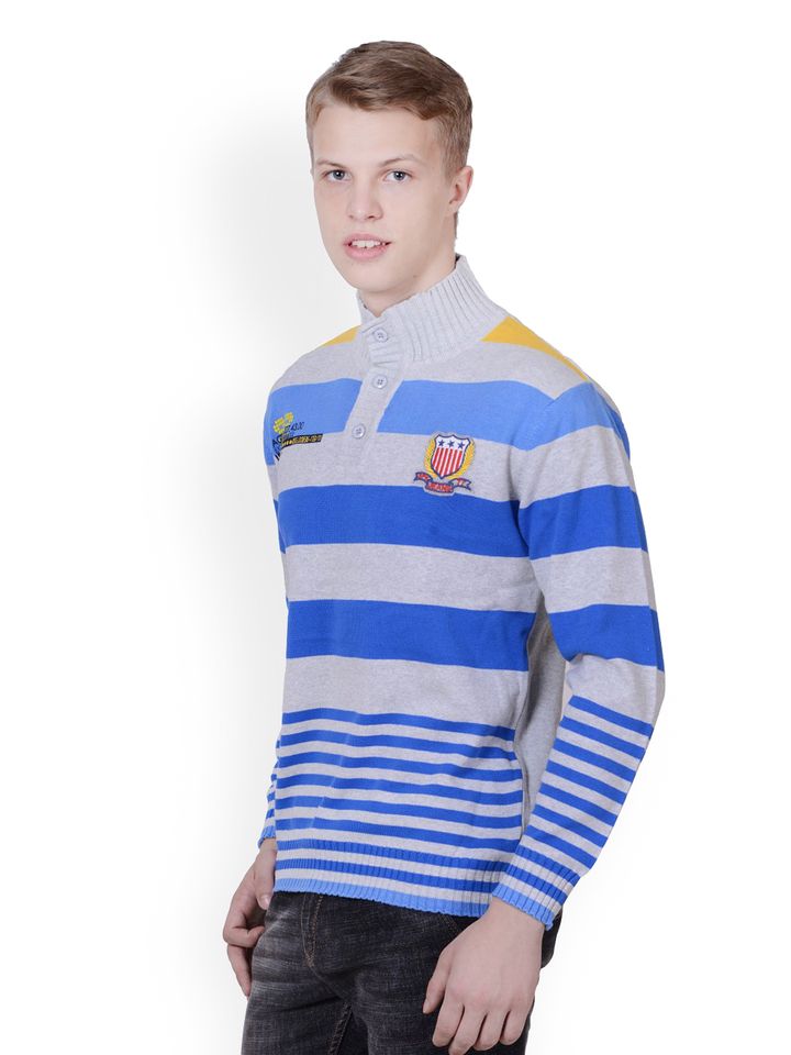 Buy Sportking Men Grey \u0026 Blue Striped T 
