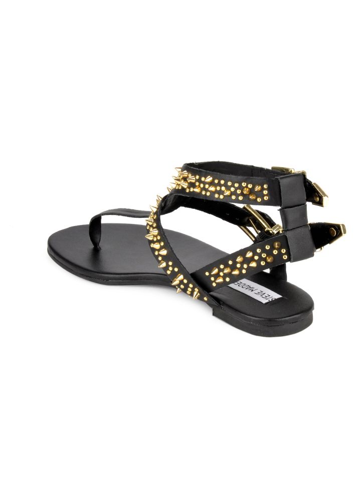 Steve Madden Women Black Studup Leather Sandals