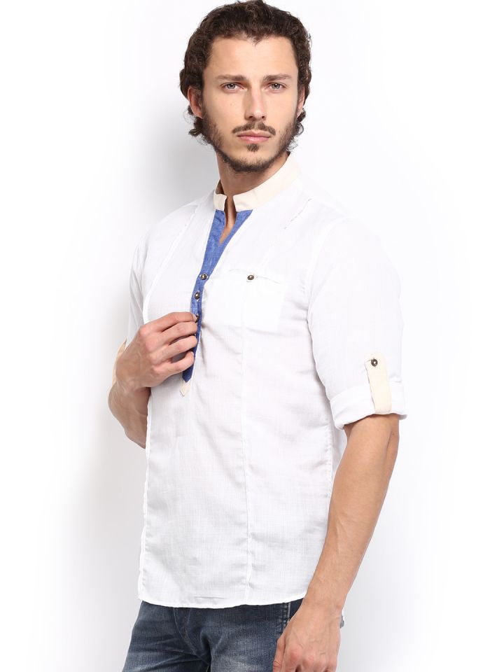 White linen short kurta for mens store