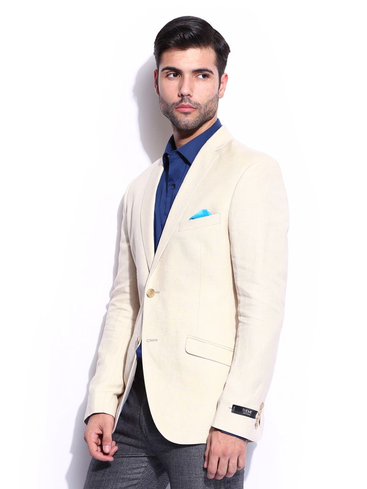 Cream blazer blue shirt 2025