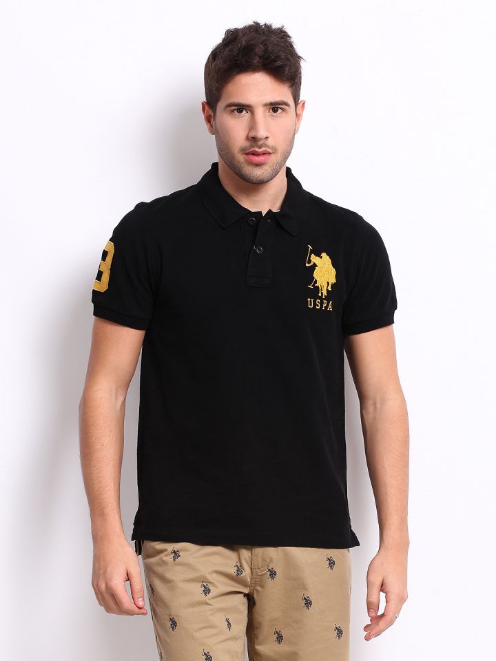 Luminans træ Løse Buy U.S. Polo Assn. Men Black Pique Polo Pure Cotton T Shirt - Tshirts for  Men 247566 | Myntra