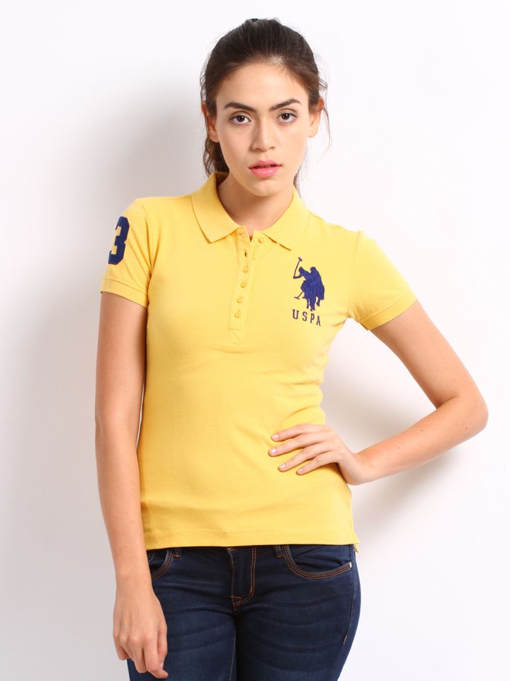 Buy U.S. Polo Assn. Women Yellow Polo T Shirt Tshirts for Women 168942 | Myntra