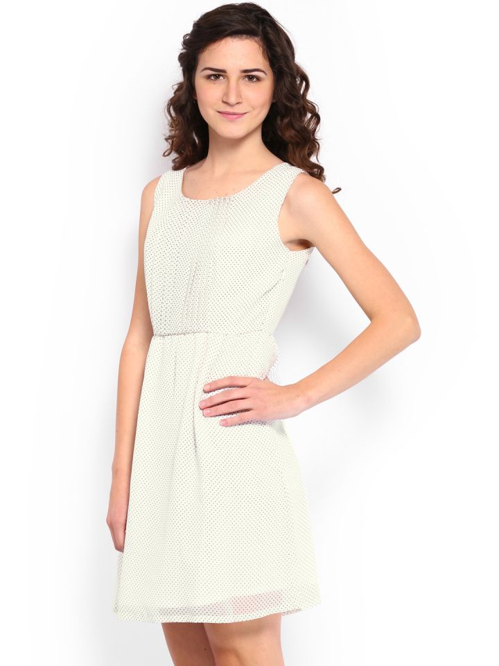 Buy Van Heusen Woman White Printed Fit Flare Dress Dresses for