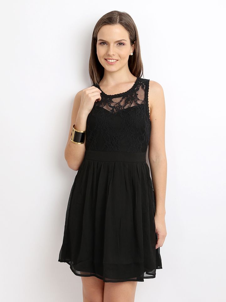 Buy Vero Moda Black Lace Fit Flare Dress Dresses for Women