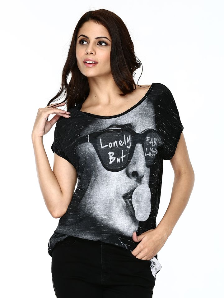 Buy Noisy May By Vero Moda Women Black Printed Shirt - Tops for Women | Myntra