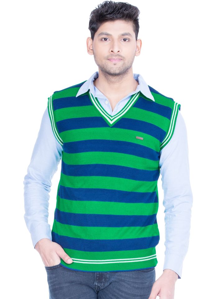 Buy Zovi Men Blue \u0026 Green Striped 