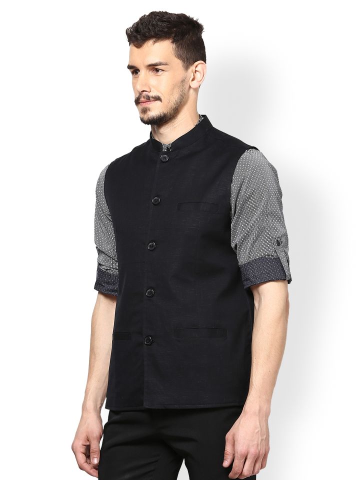 Buy Even Men Black Slim Fit Nehru Jacket Nehru Jackets for Men