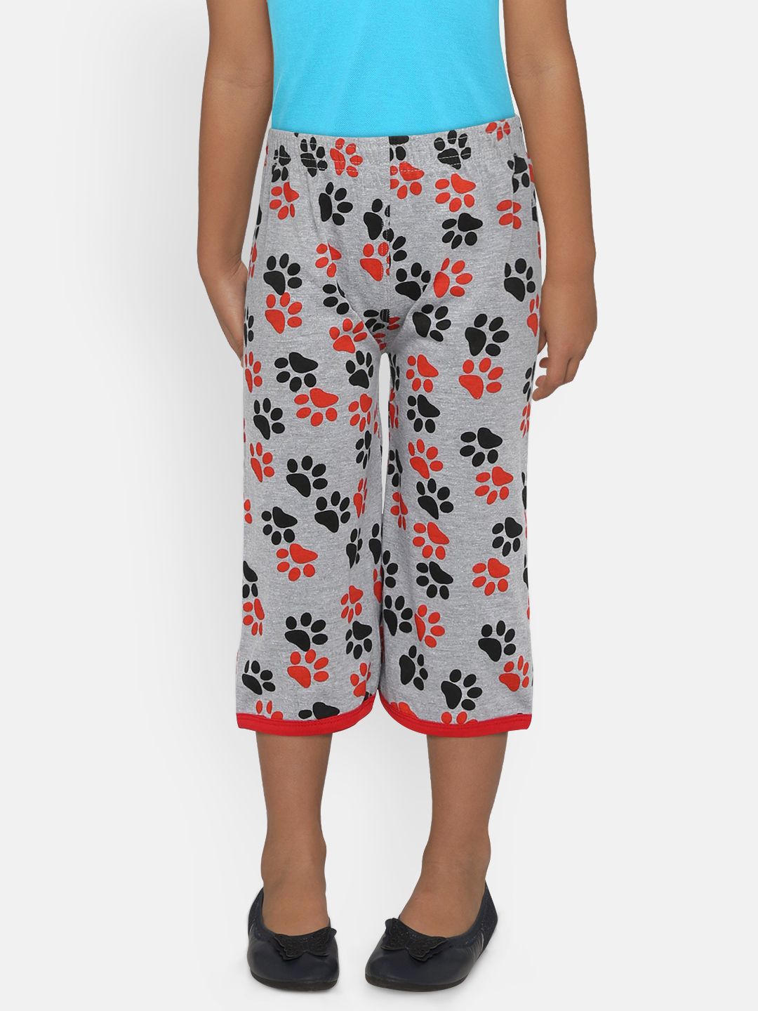 SINI MINI Girls Grey & Red Printed Regular Fit Capris