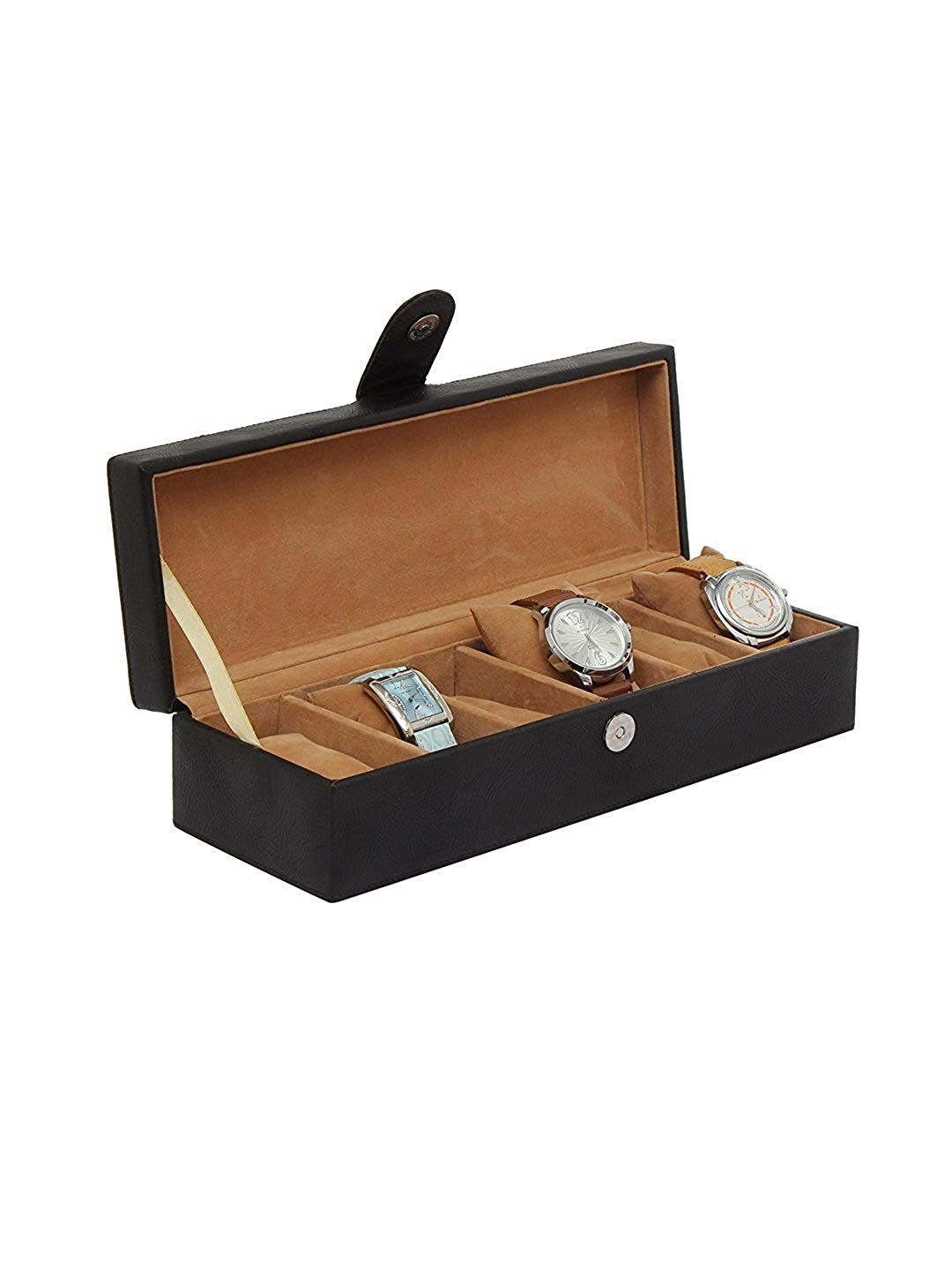 Leather World Unisex 6 Slots Black Watch Organiser Box