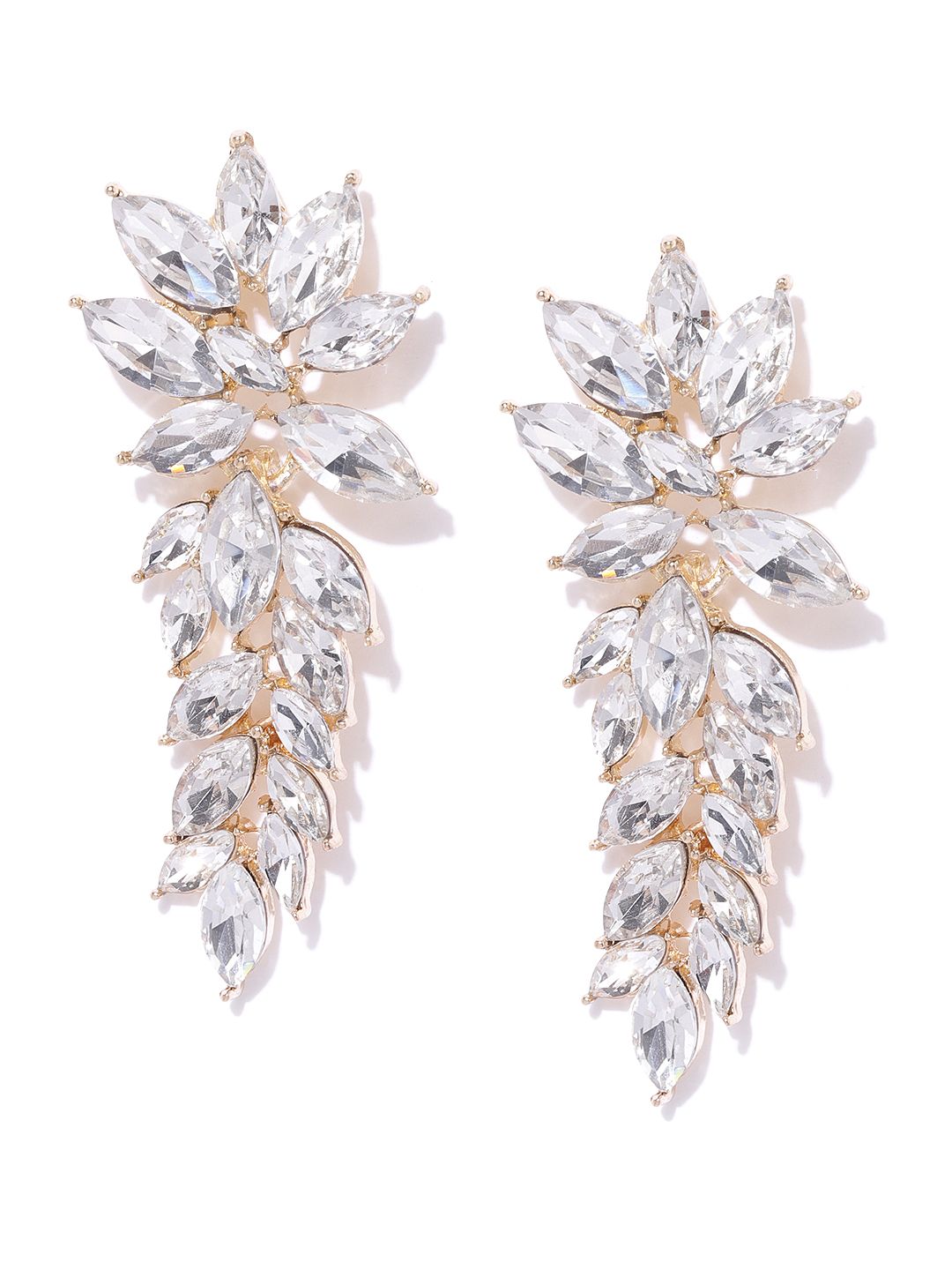 YouBella Gold-Plated Stone-Studded Floral Drop Earrings