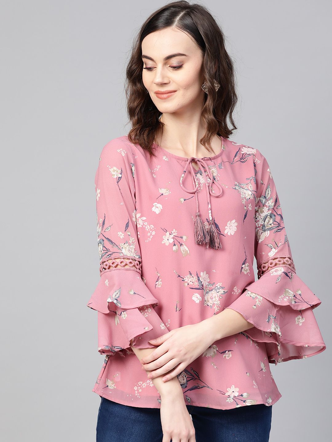 Azira Women Dusty Pink Floral Print Top