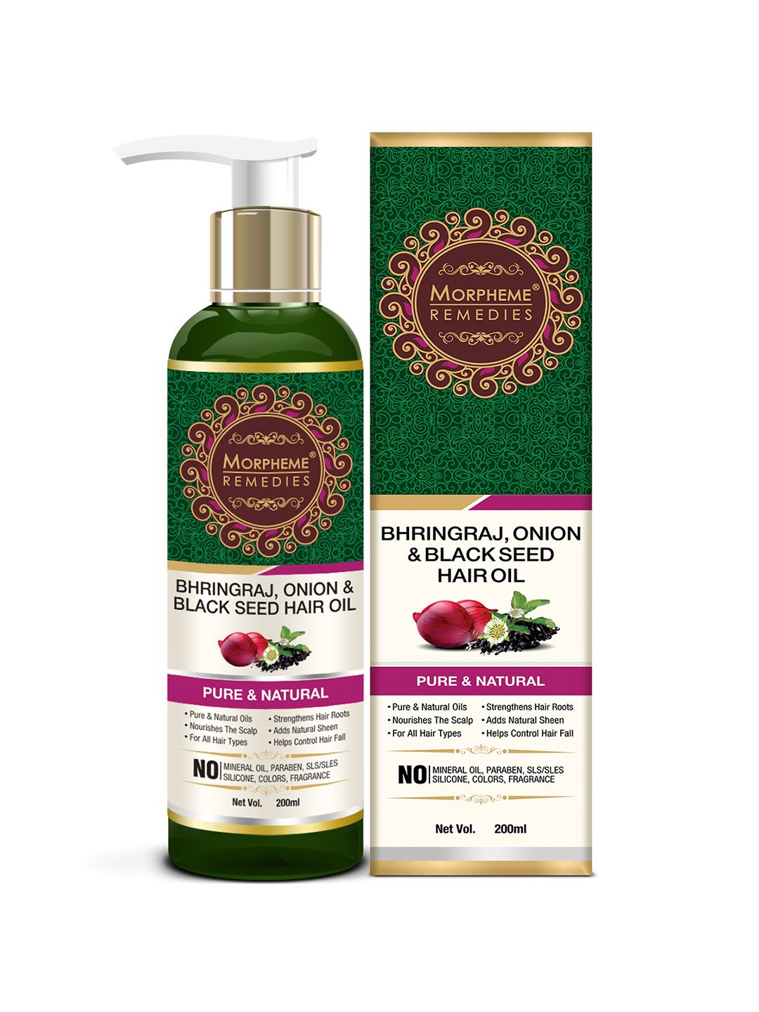 Morpheme Remedies Unisex Bhringraj Onion & Black Seed Hair Oil 200ml