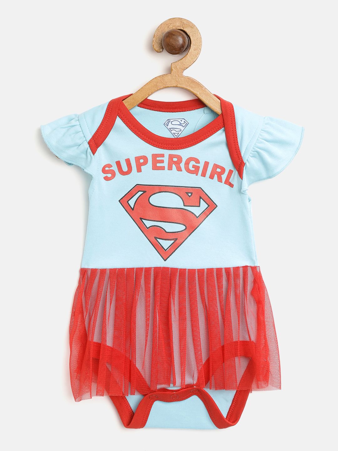 Moms Love Girls Blue & Red Printed Layered Bodysuit
