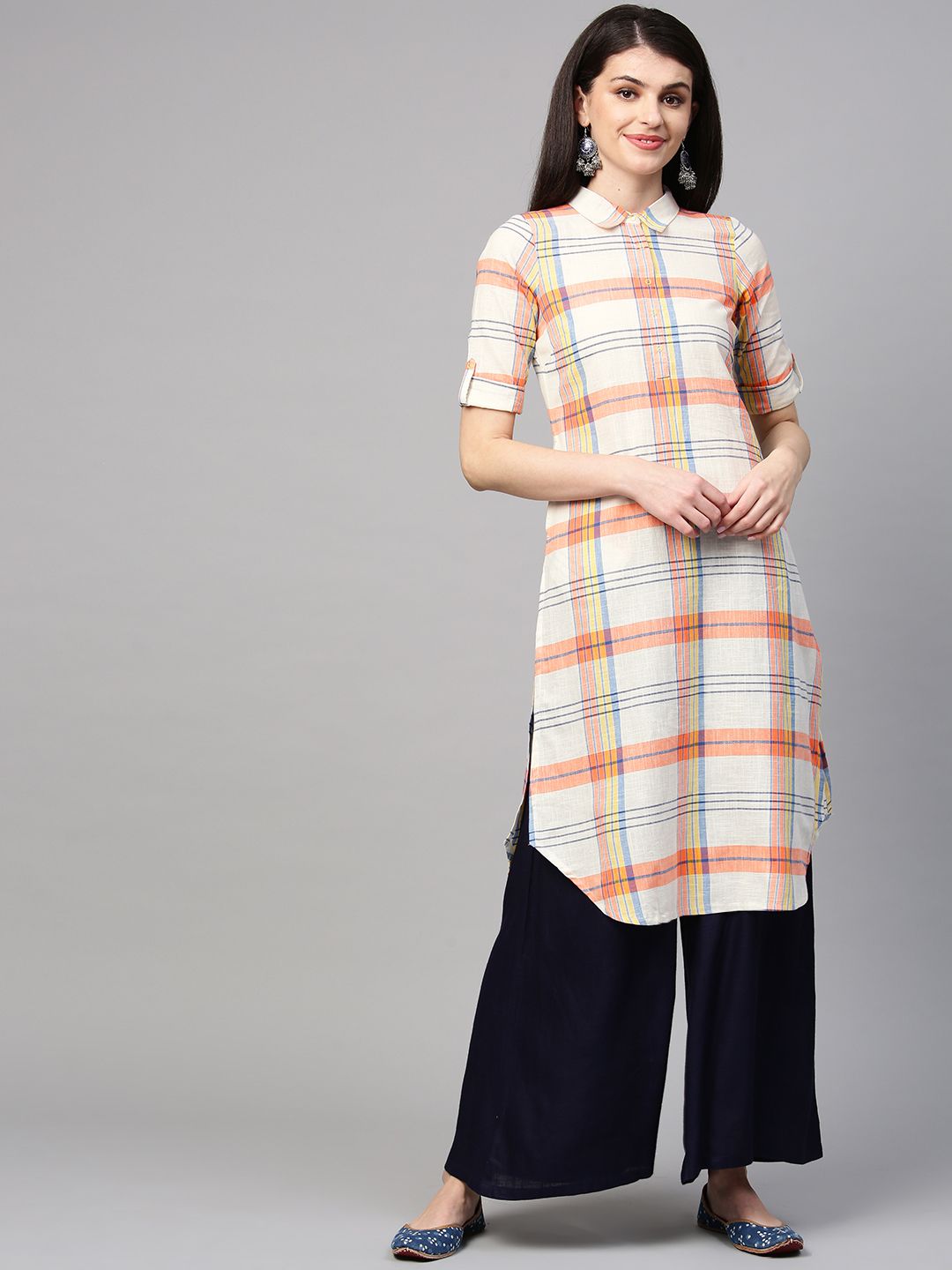 AURELIA Women Straight Cotton Kurta