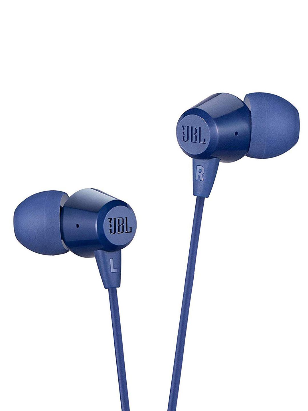 JBL Blue C50HI Wired in Ear Headphones with Mic - One Button Multi-Function Remote