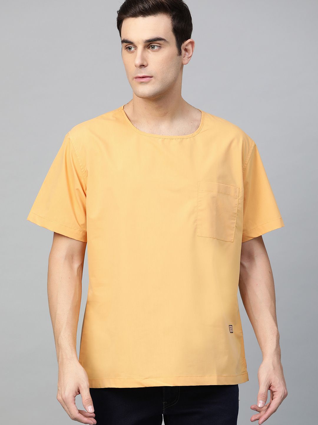 DENNISON Men Yellow Comfort Fit Solid Straight Kurta