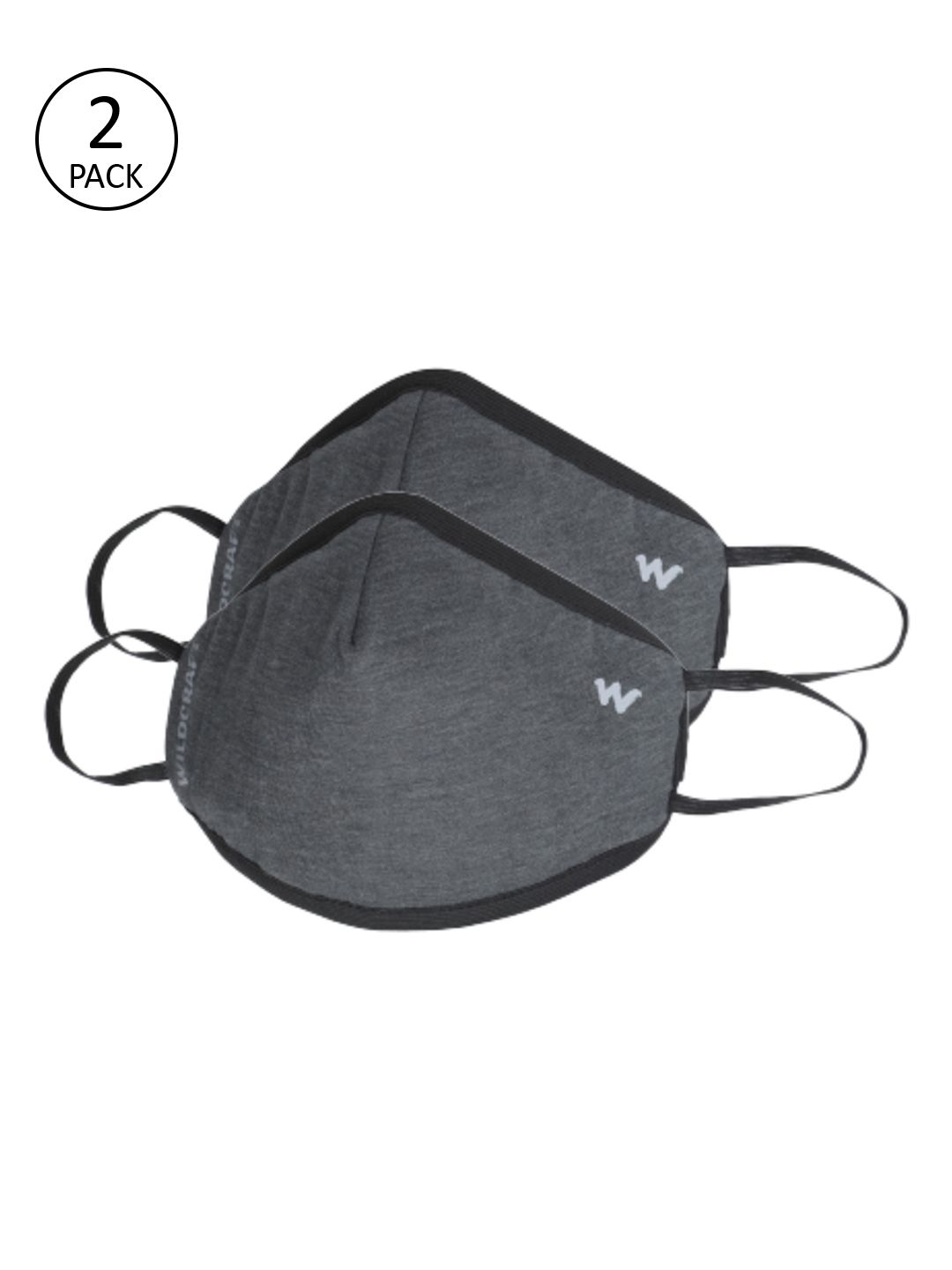 Wildcraft Adults Grey 2 Pcs 3-Ply Hypa Shield W95+ Protective Outdoor Masks