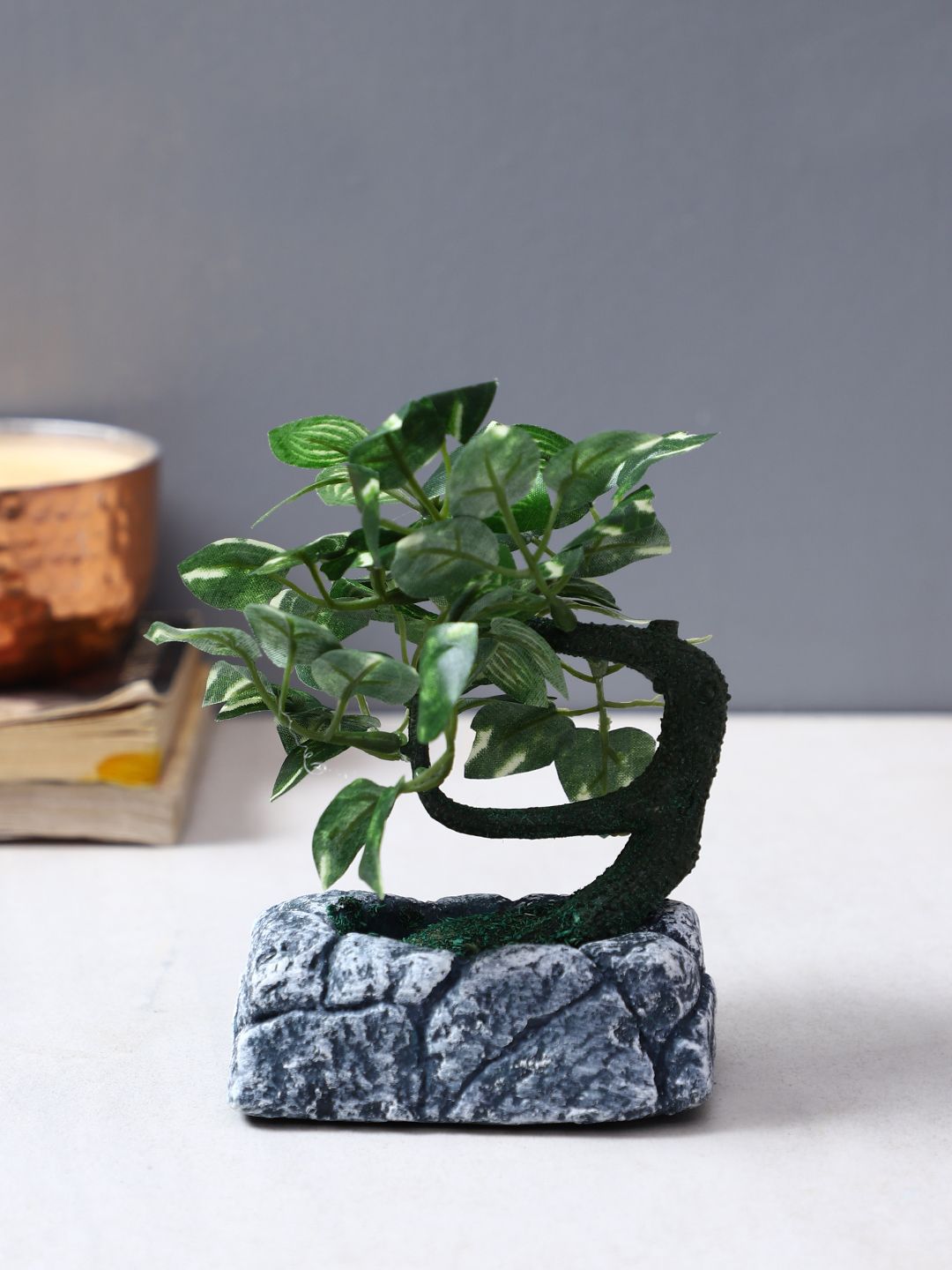 TAYHAA Green & Grey Decorative Artificial Bonsai Indoor Plant