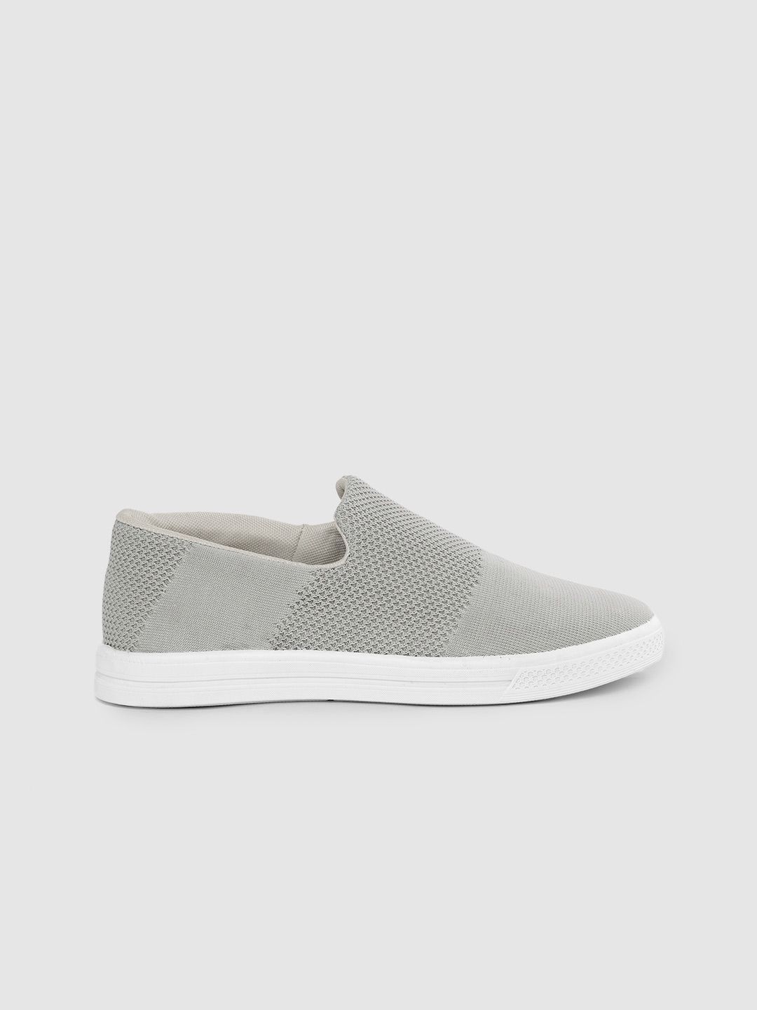 HRX by Hrithik Roshan Women Grey Woven Design Fly Slip-on Sneakers