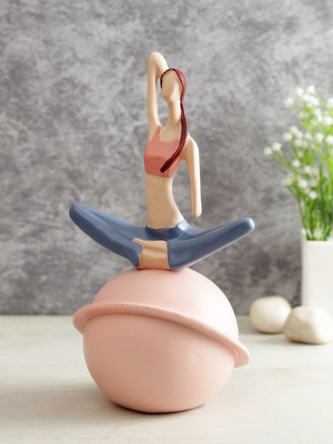 TAYHAA Healthy Yoga Pose Pink Polyresin Natural Living Room Medium Showpiece - 9.6 Inches