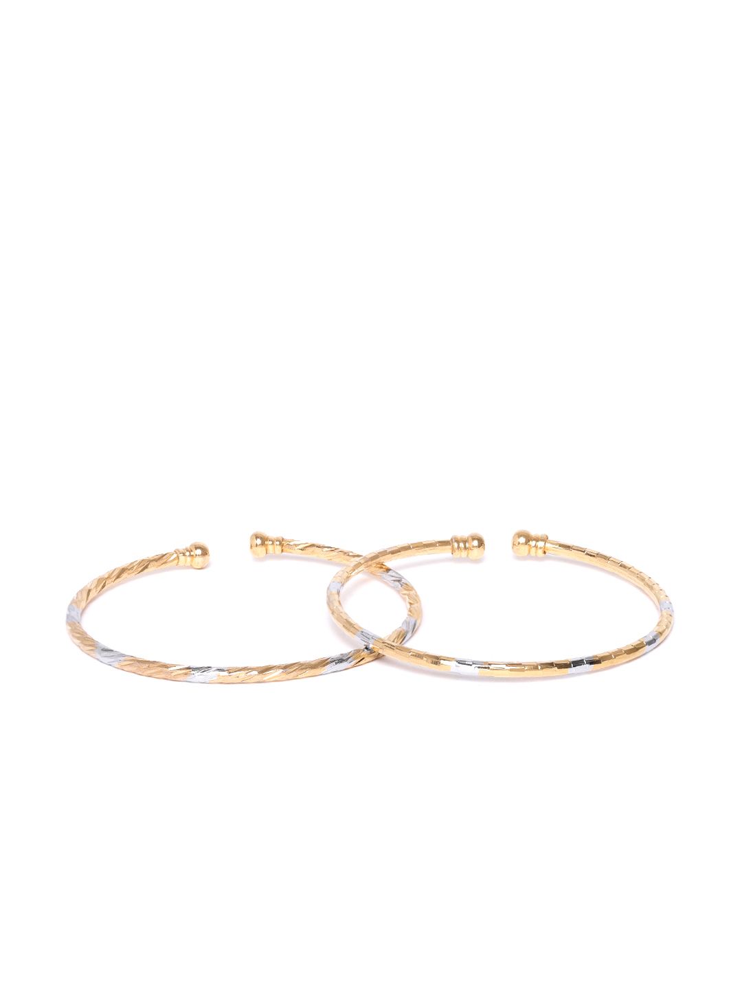 Buy YouBella Set Of 2 Gold Toned & Silver Toned Rhodium Plated Kadas -  - Accessories for Women