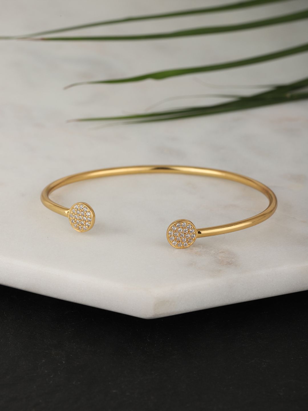Carlton London Gold-Plated CZ-Studed Cuff Bracelet