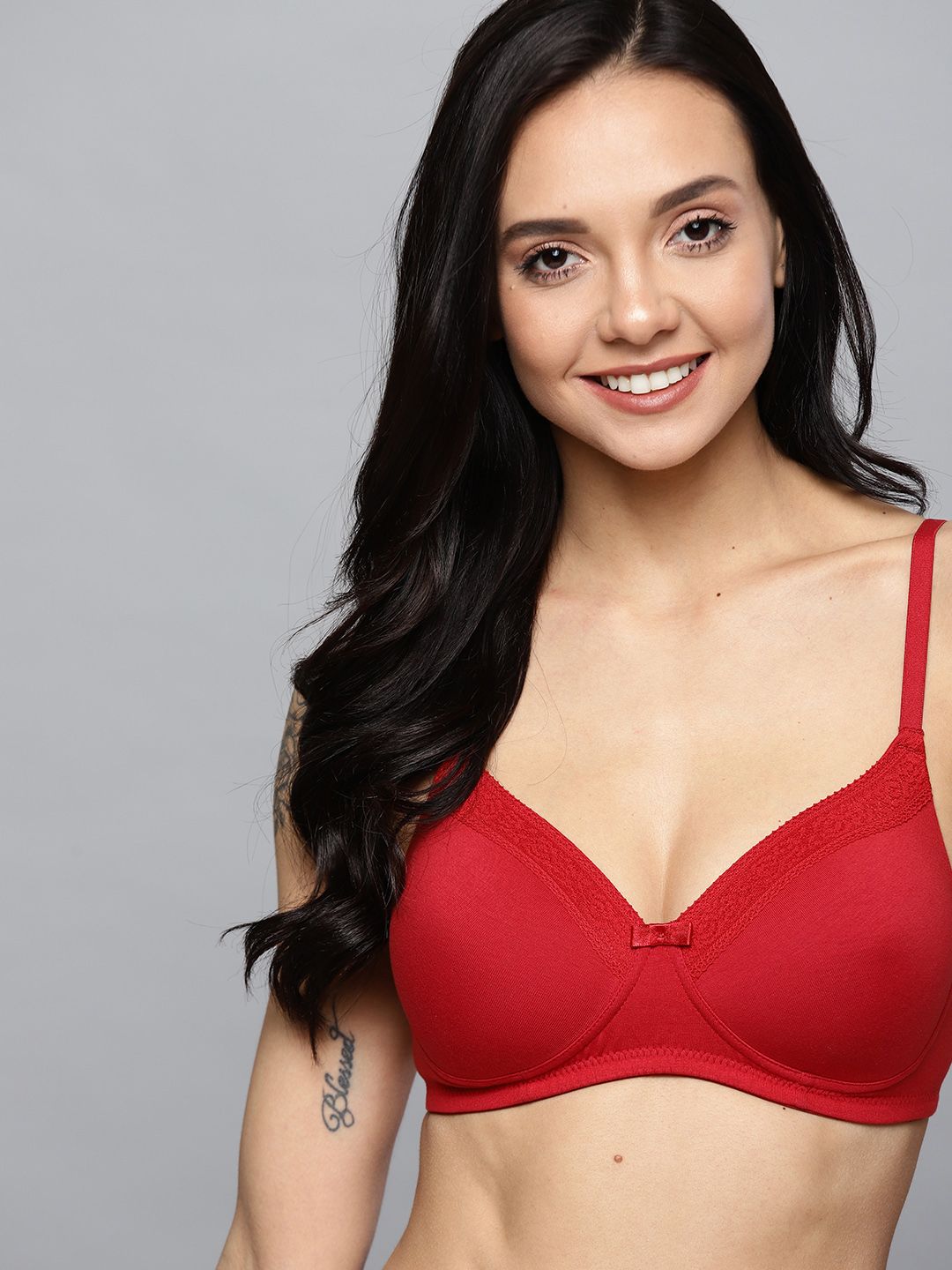 Buy Mast & Harbour X Fwd Red Solid Non Wired Lightly Padded Everyday Bra -  - Apparel for Women