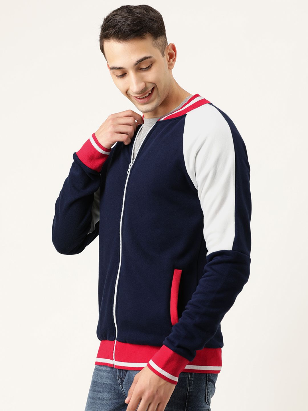 CAHOOT Men Navy Blue Solid Bomber Jacket