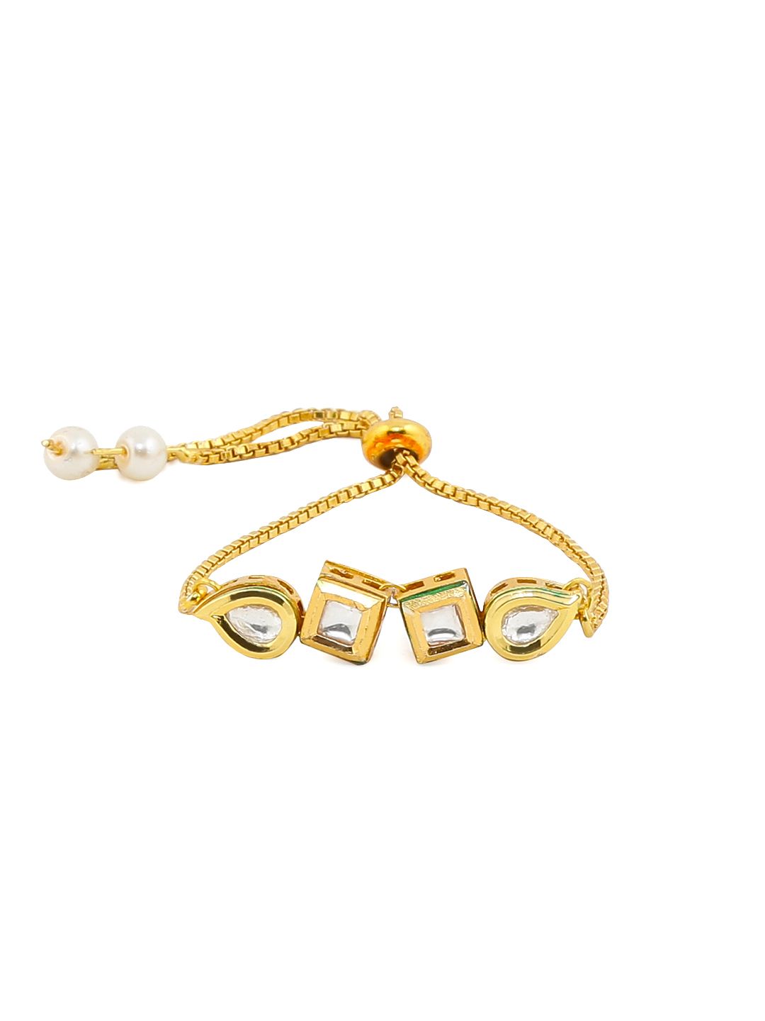 Yellow Chimes Gold Plated Handmade Studded Kundan Ethnic Bracelet