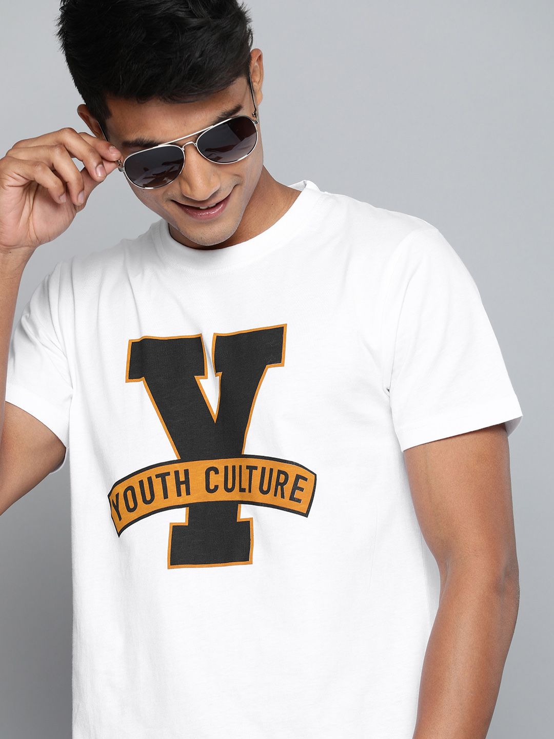 HERE&NOW Men White Printed Round Neck T-shirt
