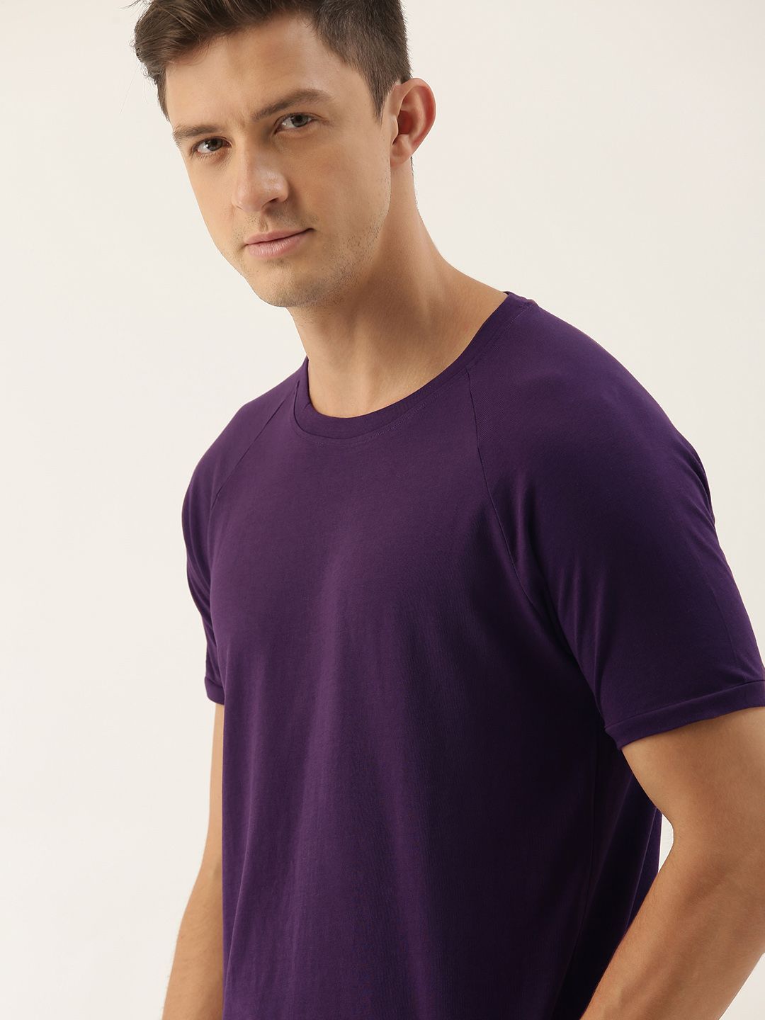 INVICTUS Men Purple Round Neck Pure Cotton T-shirt