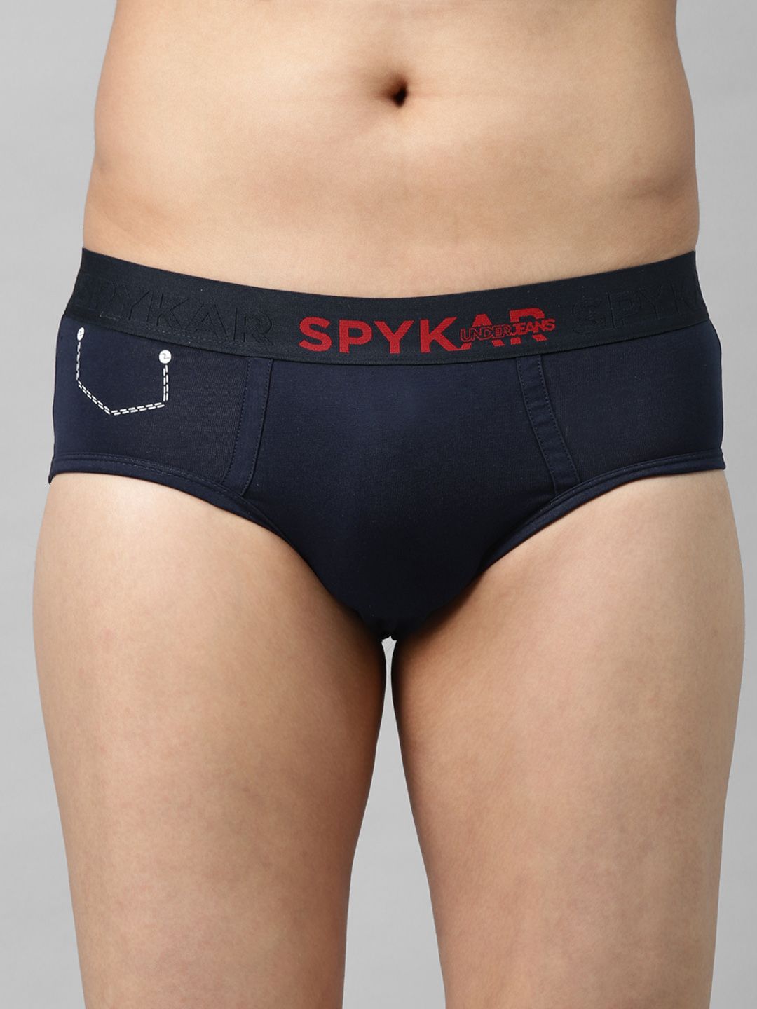 UnderJeans by Spykar Men Navy Blue Solid Briefs 8907966421257